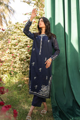 DA-2127 NAVY BLUE 2PCS  EMBROIDERED KURTA WITH TROUSER